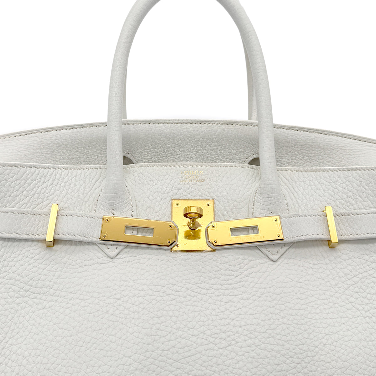 HERMES BIRKIN 30 WHITE TAURILLON CLEMENCE HAND BAG T GHW 90296568