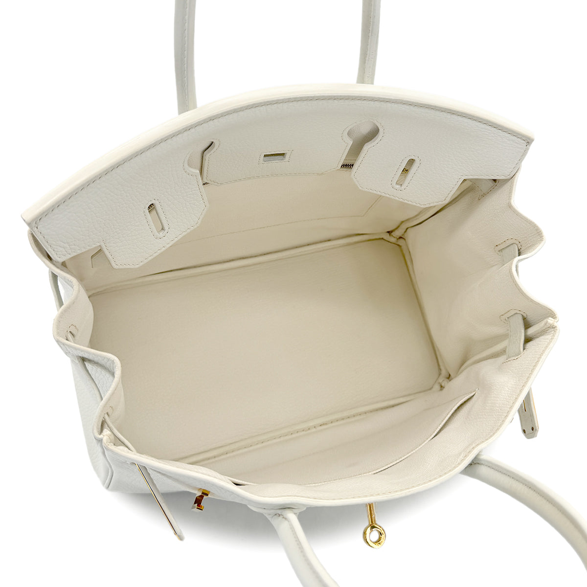 HERMES BIRKIN 30 WHITE TAURILLON CLEMENCE HAND BAG T GHW 90296568