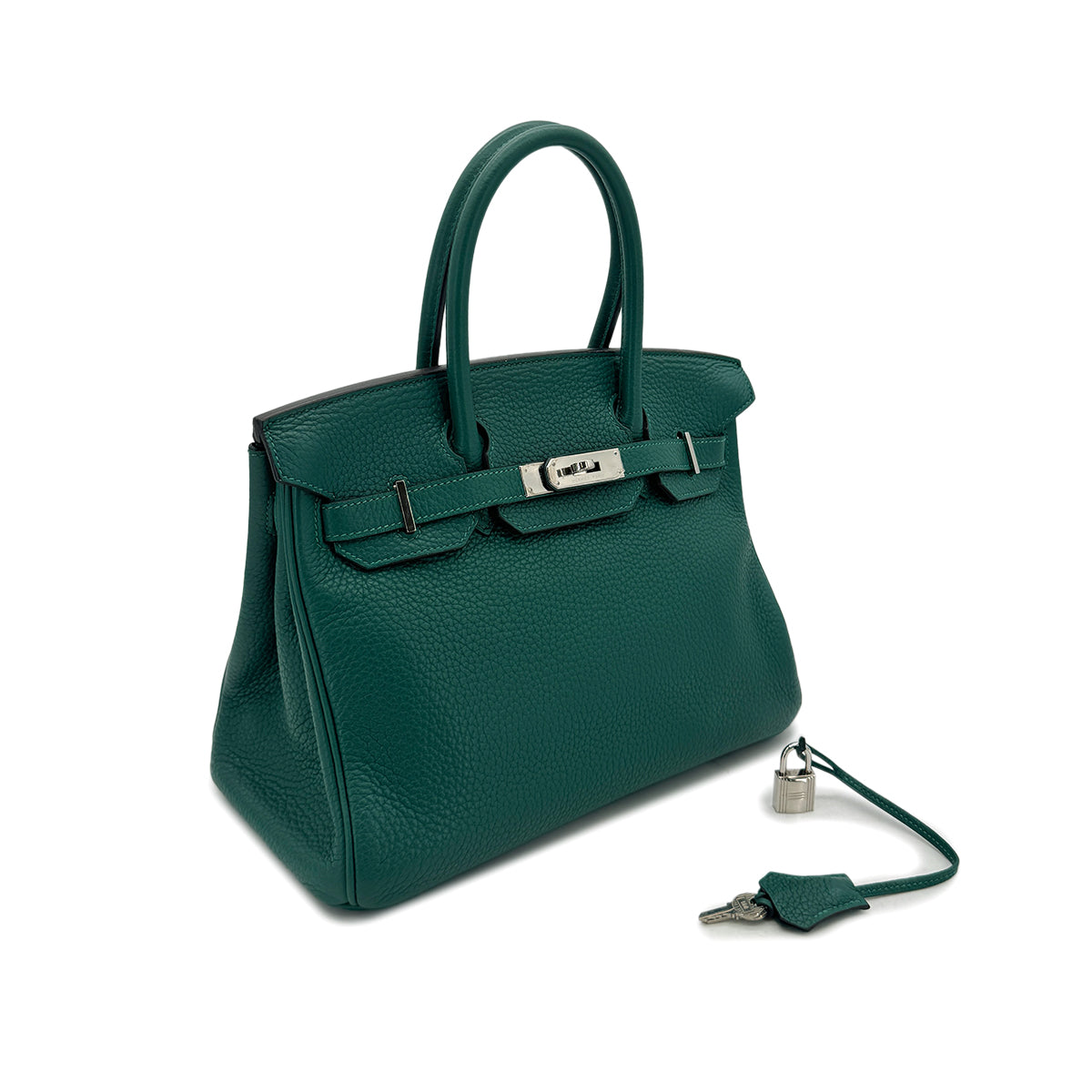 HERMES BIRKIN 30 MALACHITE TAURILLON CLEMENCE HAND BAG R SHW 90296569