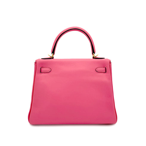 HERMES KELLY 25 RETOURNE ROSE AZALEE SWIFT HAND SHOULDER BAG D GHW 90296570 - PURPOSE