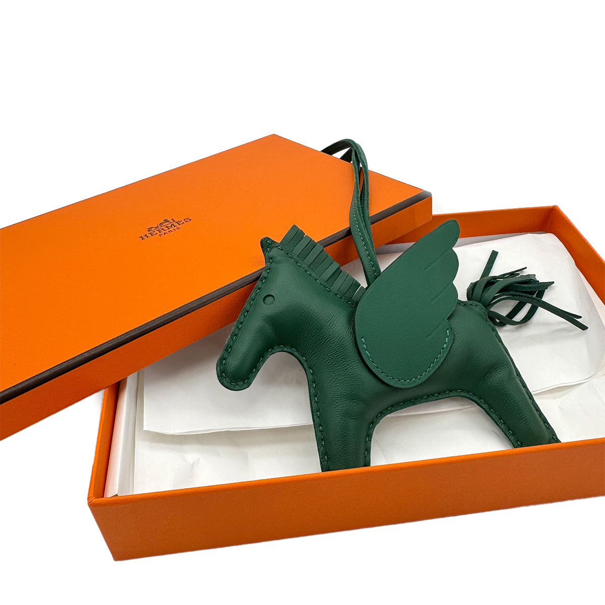 HERMES BAG CHARM RODEO PEGASUS MM VERT MOYEN AGNEAU MILO W 90296573
