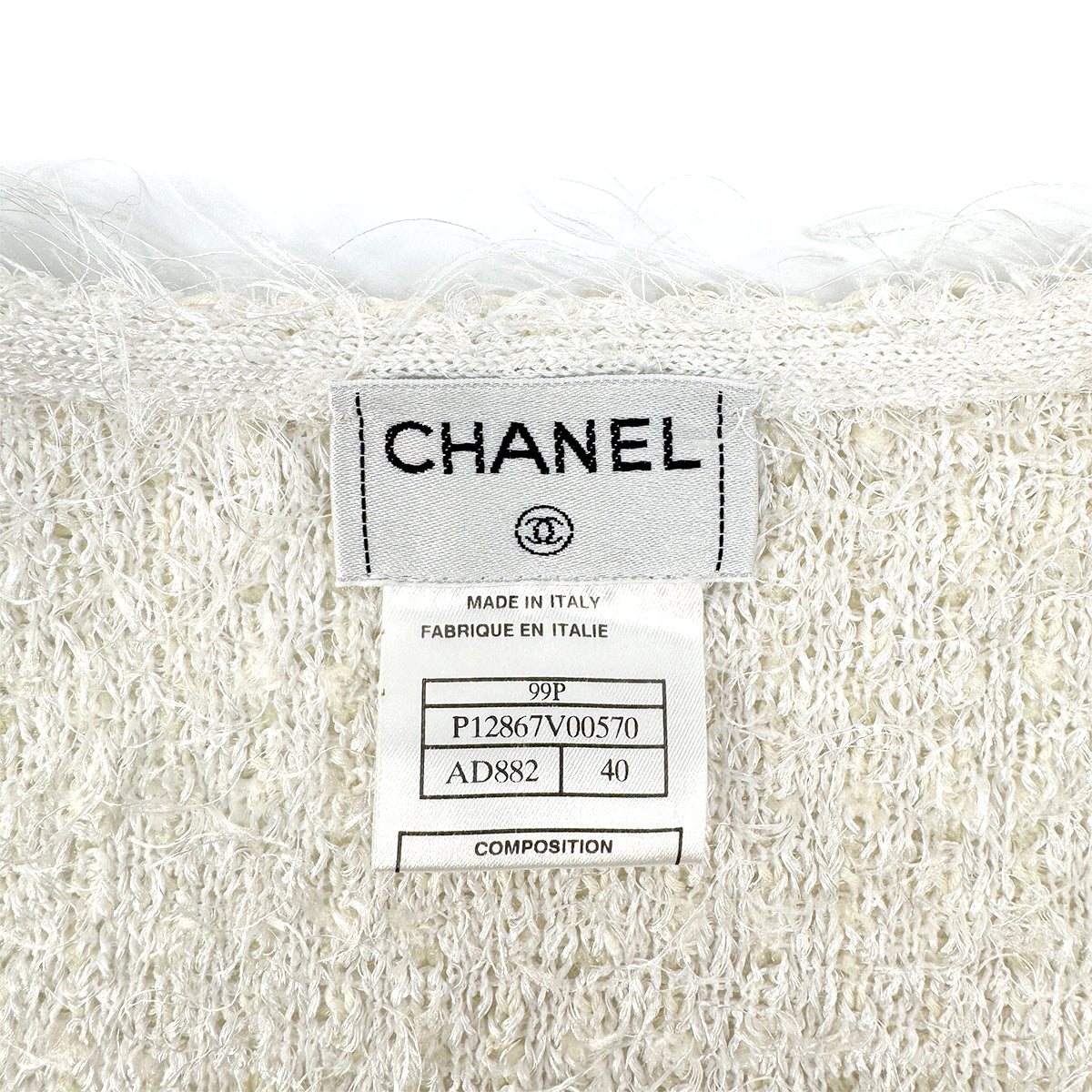 CHANEL VINTAGE MIX TWEED HALF SLEEVE KNIT JACKET WHITE POLYESTER 40 99P RTW 90296576