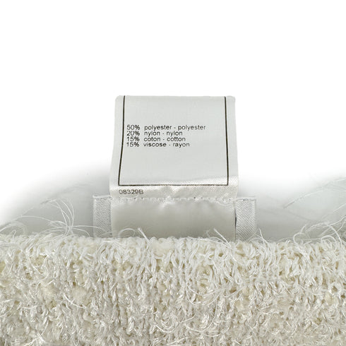 CHANEL VINTAGE MIX TWEED HALF SLEEVE KNIT JACKET WHITE POLYESTER 40 99P RTW 90296576