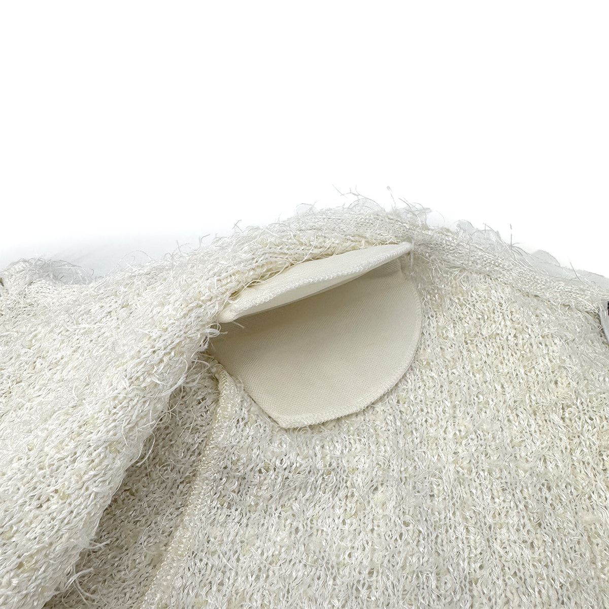CHANEL VINTAGE MIX TWEED HALF SLEEVE KNIT JACKET WHITE POLYESTER 40 99P RTW 90296576