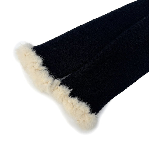 CHANEL MINK KNIT JACKET BLACK ECRU MOHAIR 42 03A RTW 90296577