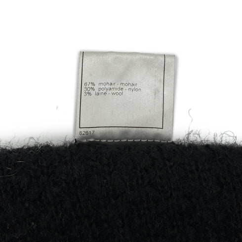 CHANEL MINK KNIT JACKET BLACK ECRU MOHAIR 42 03A RTW 90296577