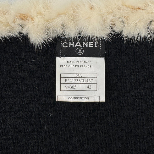 CHANEL MINK KNIT JACKET BLACK ECRU MOHAIR 42 03A RTW 90296577