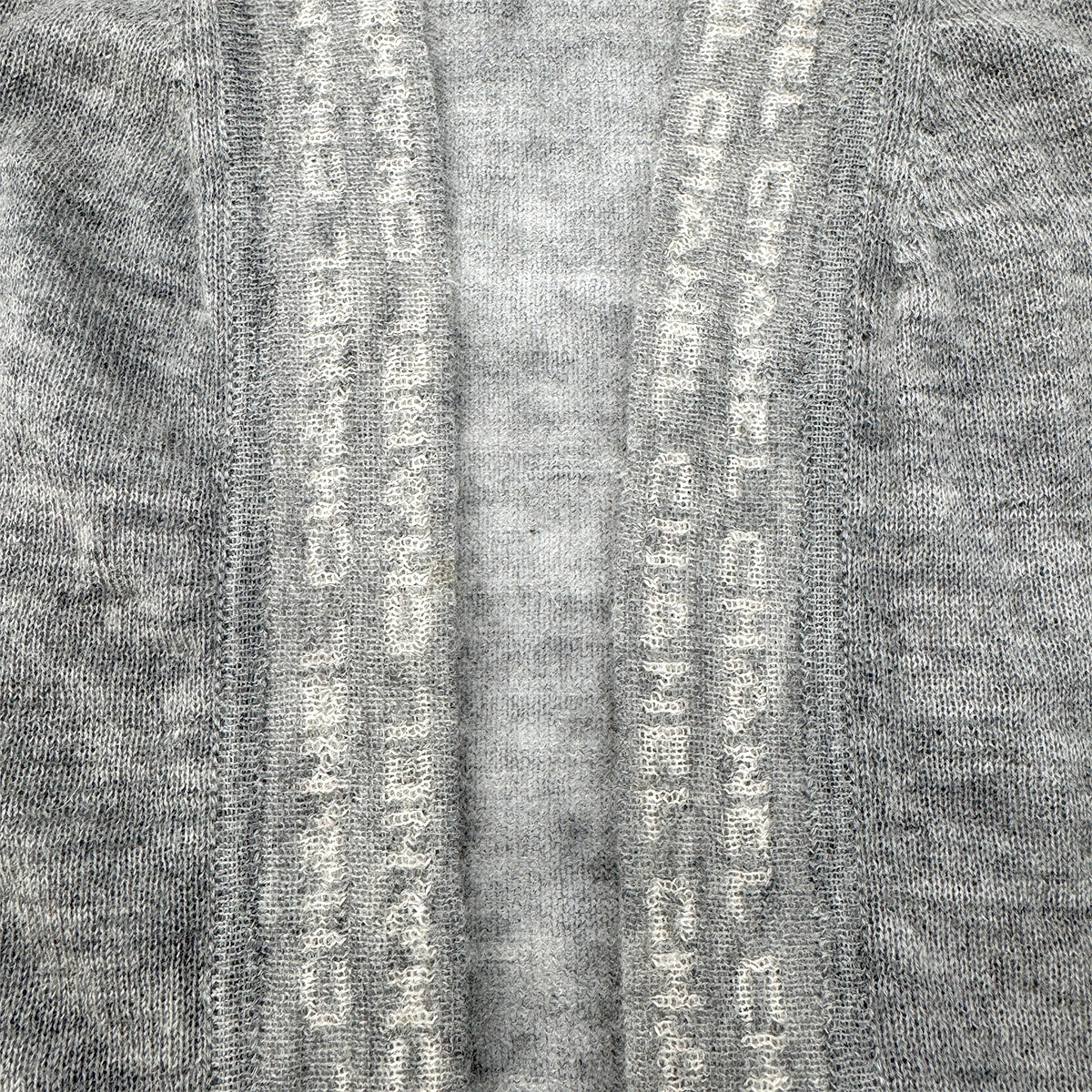 CHANEL VINTAGE LOGO HALF SLEEVE KNIT CARDIGAN GRAY CASHMERE 42 99C RTW 90296579