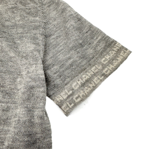 CHANEL VINTAGE LOGO HALF SLEEVE KNIT CARDIGAN GRAY CASHMERE 42 99C RTW 90296579