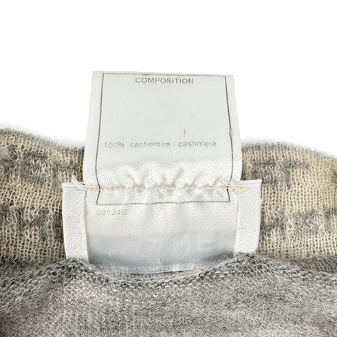 CHANEL VINTAGE LOGO HALF SLEEVE KNIT CARDIGAN GRAY CASHMERE 42 99C RTW 90296579
