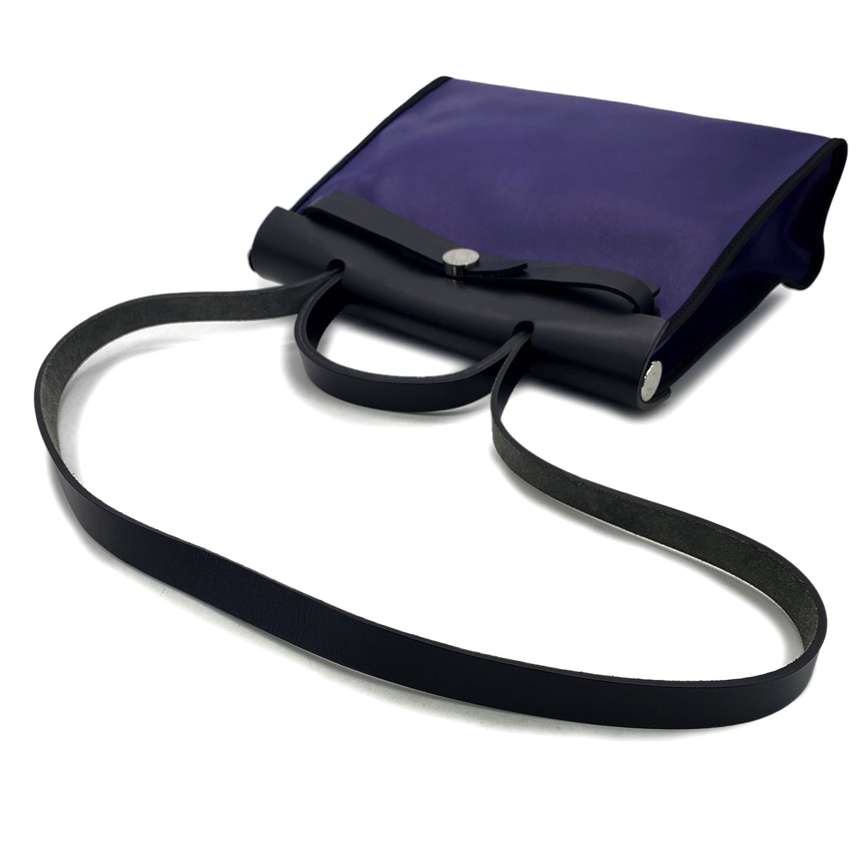 HERMES HER BAG ZIP PM 31 BLEU ENCRE BLACK TOILE H BERLINE VACHE HUNTER HAND SHOULDER BAG C 90296673