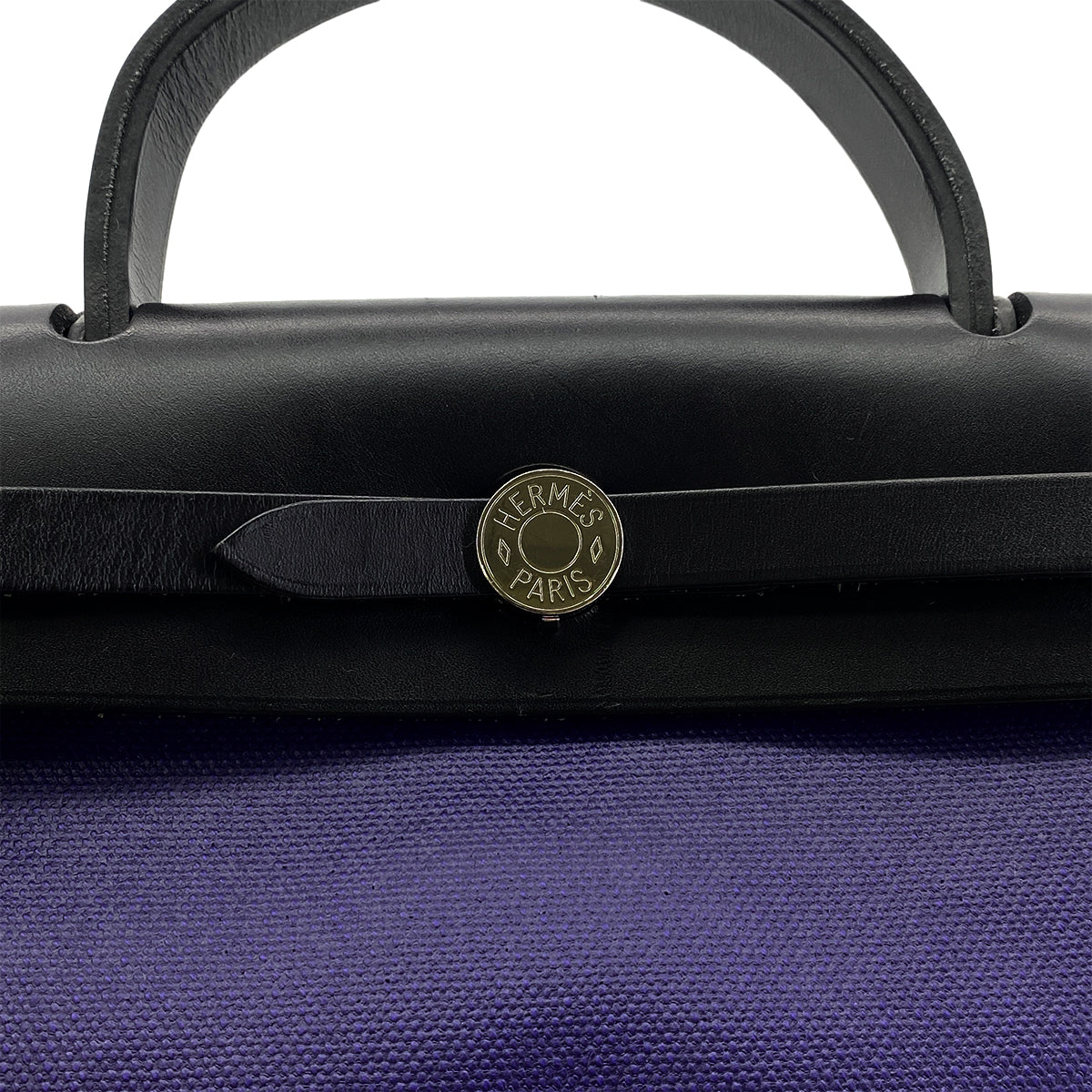 HERMES HER BAG ZIP PM 31 BLEU ENCRE BLACK TOILE H BERLINE VACHE HUNTER HAND SHOULDER BAG C 90296673