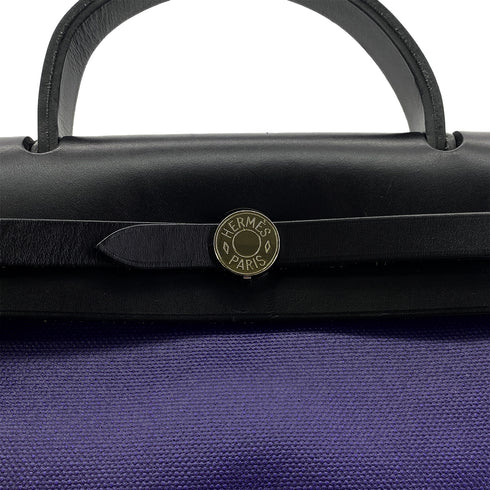 HERMES HER BAG ZIP PM 31 BLEU ENCRE BLACK TOILE H BERLINE VACHE HUNTER HAND SHOULDER BAG C 90296673 - PURPOSE