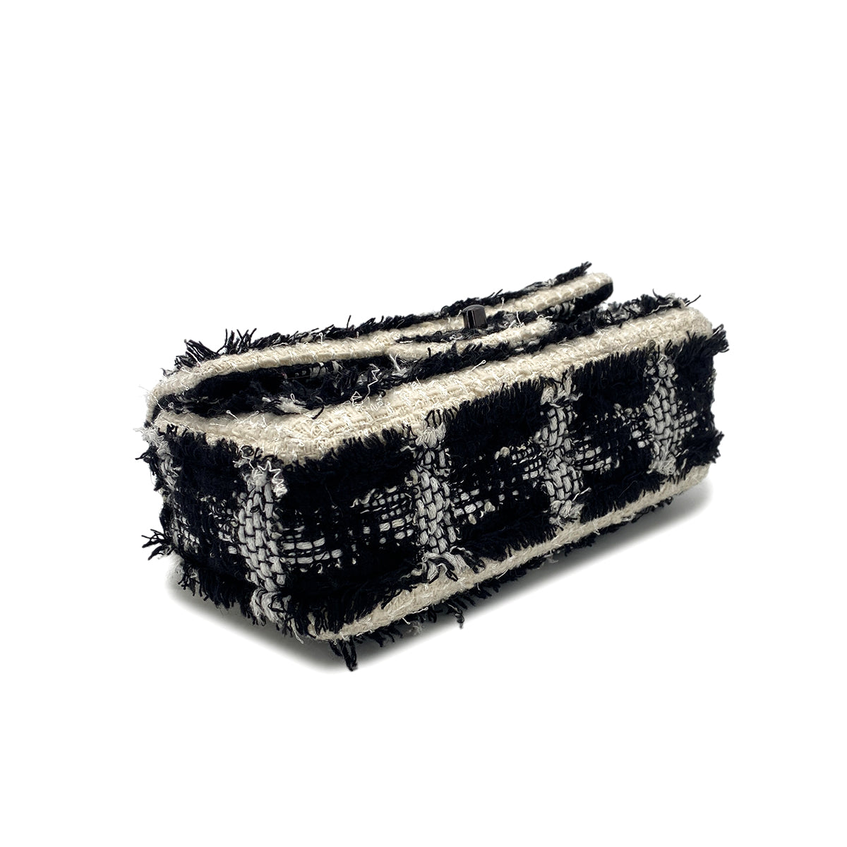 CHANEL MINI MATELASSE 20 CHAIN SHOULDER BAG BLACK WHITE TWEED 90296674