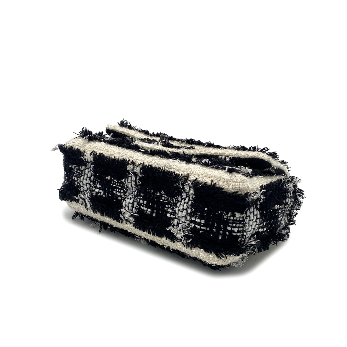 CHANEL MINI MATELASSE 20 CHAIN SHOULDER BAG BLACK WHITE TWEED 90296674