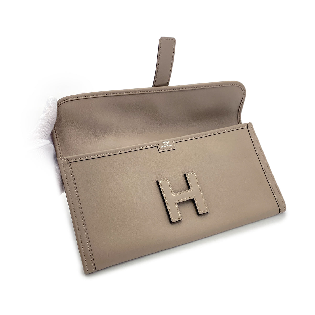HERMES JIGE ELAN 29 GRIS ASPHALTE VEAU SWIFT CLUTCH BAG A 90296677