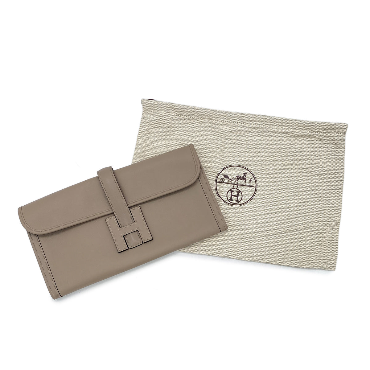 HERMES JIGE ELAN 29 GRIS ASPHALTE VEAU SWIFT CLUTCH BAG A 90296677