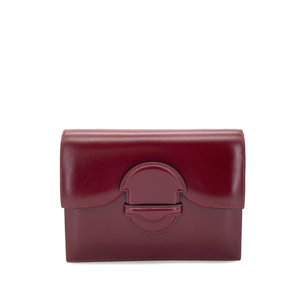 HERMES FACO ROUGE H BOX CALF CLUTCH BAG 〇O 90296685 - PURPOSE