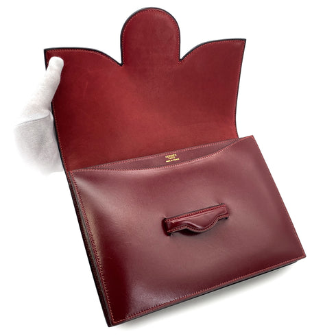 HERMES FACO ROUGE H BOX CALF CLUTCH BAG 〇O 90296685 - PURPOSE