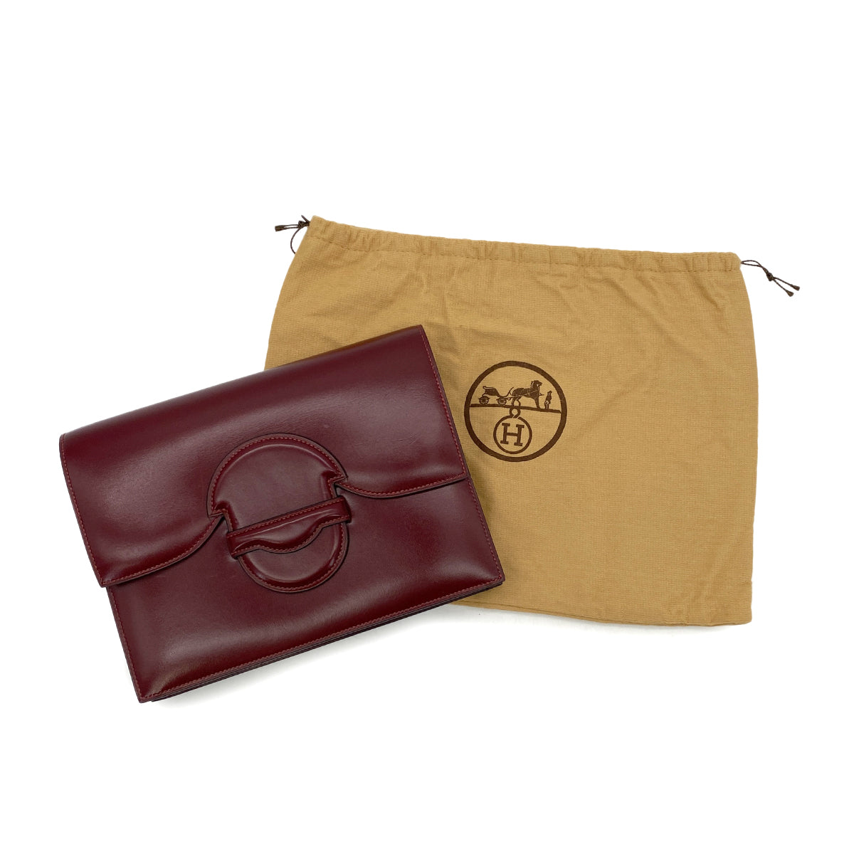 HERMES FACO ROUGE H BOX CALF CLUTCH BAG 〇O 90296685