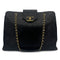 CHANEL VINTAGE SUPER MODEL BICOLORE CHAIN TOTE BAG BLACK LEATHER 90296729 - PURPOSE