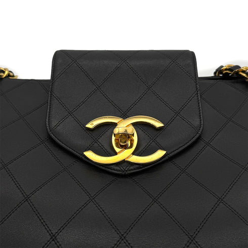 CHANEL VINTAGE SUPER MODEL BICOLORE CHAIN TOTE BAG BLACK LEATHER 90296729 - PURPOSE