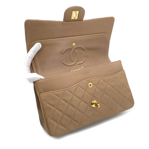 CHANEL VINTAGE CLASSIC FLAP MEDIUM CHAIN SHOULDER BAG BEIGE LAMB SKIN 90296731 - PURPOSE