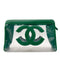 CHANEL VINTAGE BIG COCO CLEAR CLUTCH BAG POUCH GREEN VINYL LAMB SKIN 90296732 - PURPOSE