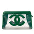 CHANEL VINTAGE BIG COCO CLEAR CLUTCH BAG POUCH GREEN VINYL LAMB SKIN 90296732 - PURPOSE