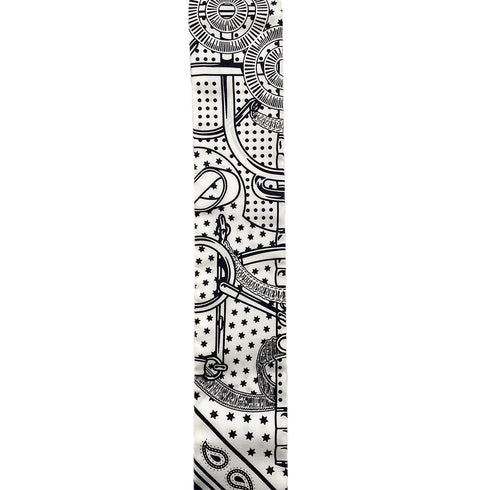 HERMES TWILLY EPERON D'OR SCARF WHITE NAVY BLACK SILK 90296735 - PURPOSE