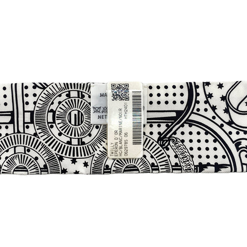 HERMES TWILLY EPERON D'OR SCARF WHITE NAVY BLACK SILK 90296735 - PURPOSE