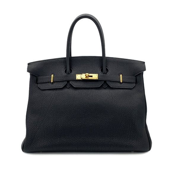 HERMES BIRKIN 35 BLACK TOGO HAND BAG □E GHW 90297252 - PURPOSE