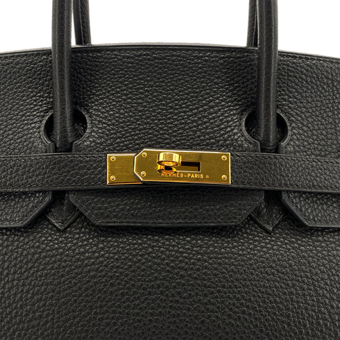 HERMES BIRKIN 35 BLACK TOGO HAND BAG □E GHW 90297252 - PURPOSE