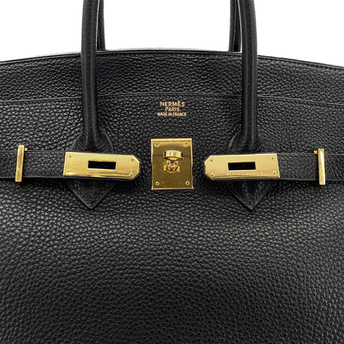 HERMES BIRKIN 35 BLACK TOGO HAND BAG □E GHW 90297252 - PURPOSE