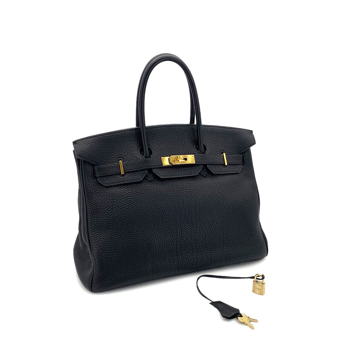 HERMES BIRKIN 35 BLACK TOGO HAND BAG □E GHW 90297252