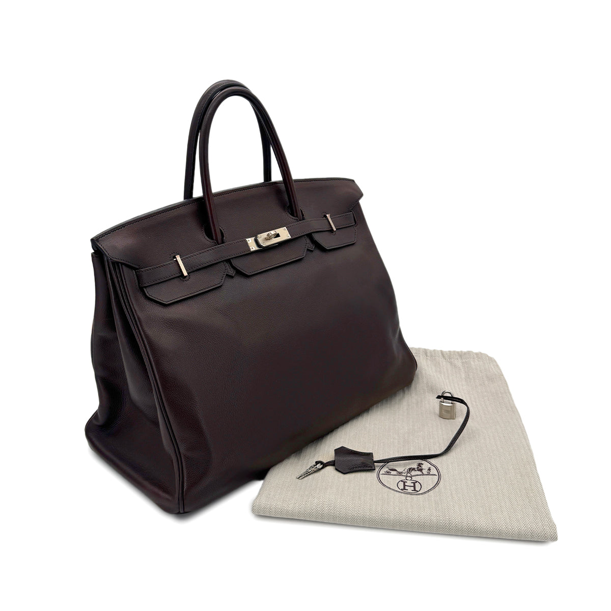 HERMES BIRKIN 40 EBENE EVERCOLOR HAND BAG □M SHW 90297253