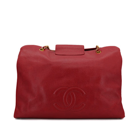 CHANEL VINTAGE SUPER MODEL BIG COCO CHAIN TOTE BAG RED CAVIAR SKIN 90297254 - PURPOSE