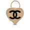 CHANEL VINTAGE MATELASSE HEART VANITY HAND BAG BEIGE BLACK ENAMEL 90297257