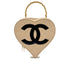 CHANEL VINTAGE MATELASSE HEART VANITY HAND BAG BEIGE BLACK ENAMEL 90297257