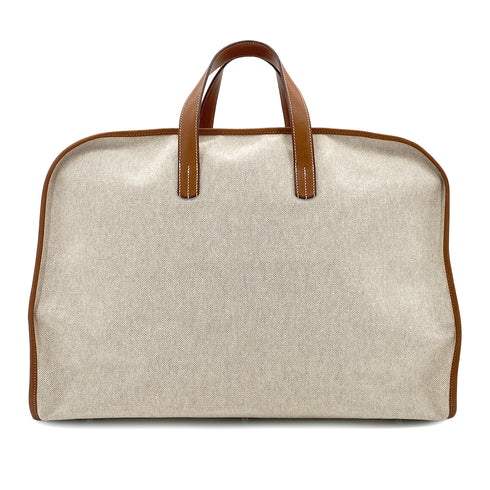 HERMES FEU DOU VOYAGE FAUVE ECRU VEAU BARENIA TOILE H BOSTON BAG □L 90297259 - PURPOSE