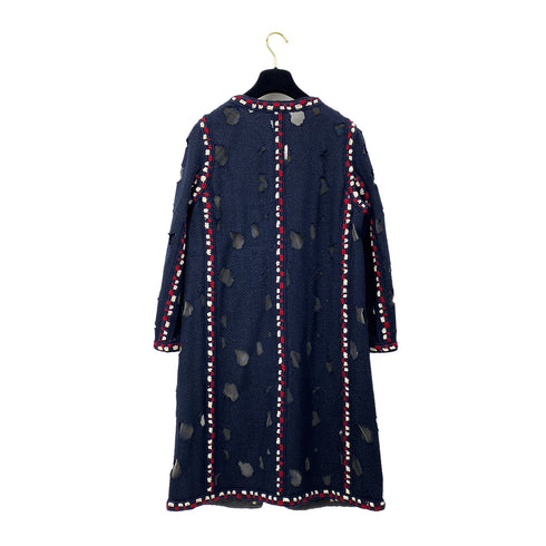 CHANEL COLLARLESS JACKET NAVY TWEED COTTON 44 P41 RTW 90297266