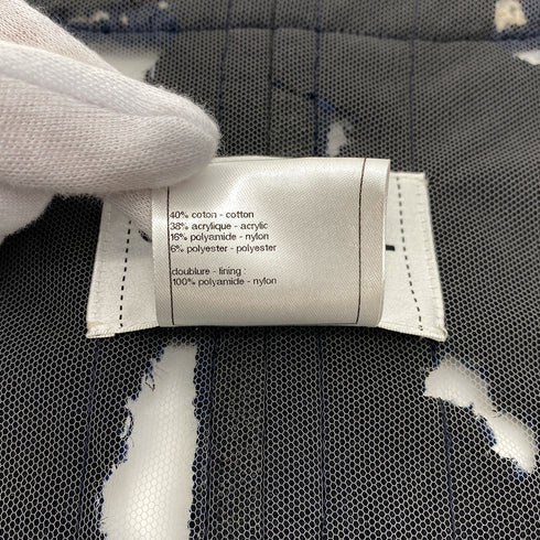 CHANEL COLLARLESS JACKET NAVY TWEED COTTON 44 P41 RTW 90297266