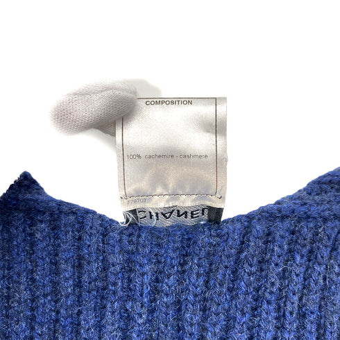 CHANEL VINTAGE COCOMARK LOGO SLEEVELESS KNIT DRESS NAVY CASHMERE 42 08C RTW 90297267