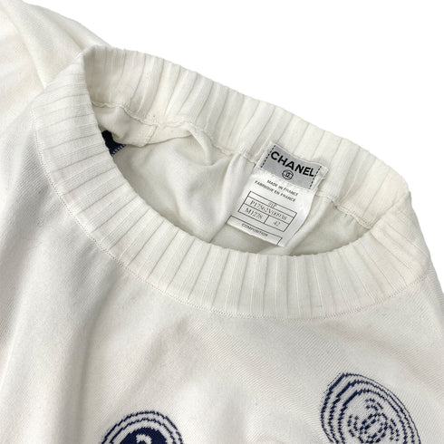 CHANEL VINTAGE COCOMARK SLEEVELESS KNIT TOPS WHITE COTTON 42 01P RTW 90297268