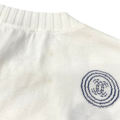 CHANEL VINTAGE COCOMARK SLEEVELESS KNIT TOPS WHITE COTTON 42 01P RTW 90297268
