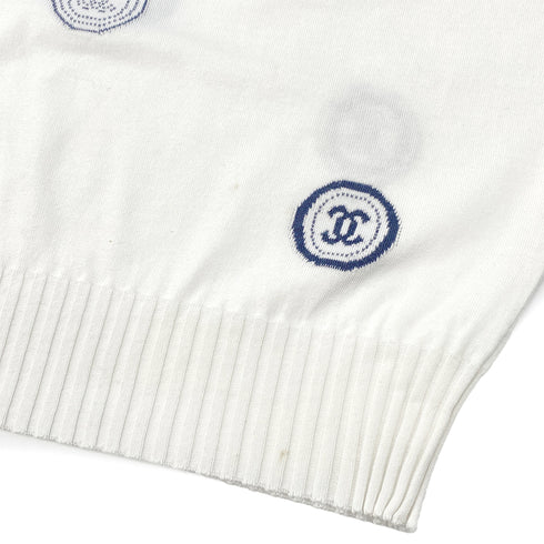 CHANEL VINTAGE COCOMARK SLEEVELESS KNIT TOPS WHITE COTTON 42 01P RTW 90297268