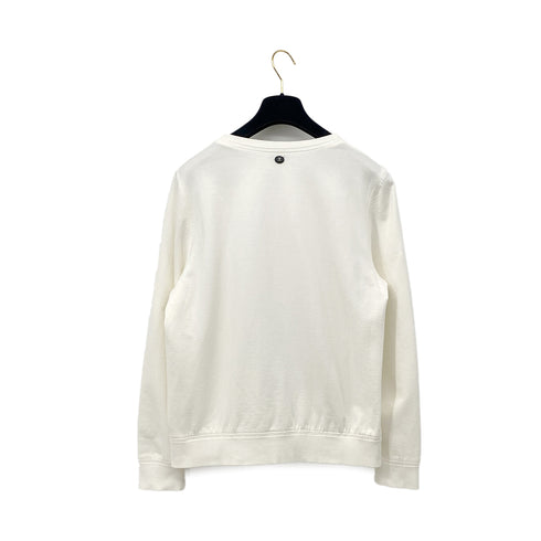 CHANEL GABRIELLE LONG SLEEVE SWEATSHIRT WHITE COTTON 40 P57 RTW 90297269