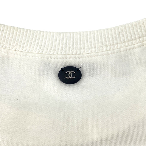 CHANEL GABRIELLE LONG SLEEVE SWEATSHIRT WHITE COTTON 40 P57 RTW 90297269