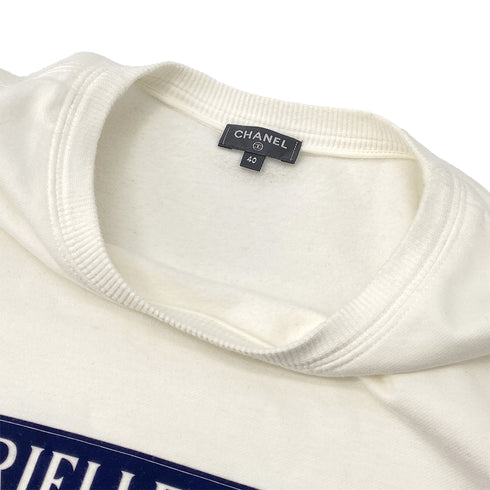 CHANEL GABRIELLE LONG SLEEVE SWEATSHIRT WHITE COTTON 40 P57 RTW 90297269