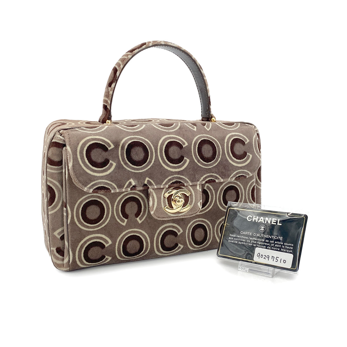 CHANEL VINTAGE COCO HAND BAG BROWN VELOR 90297510